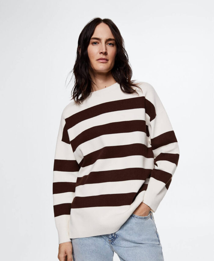 پلیور بافتنی راه راه سیاه و سفید