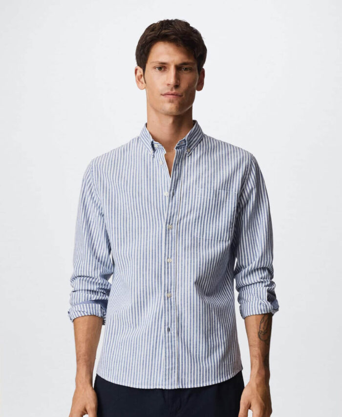 پیراهن نخی راه راه منظم